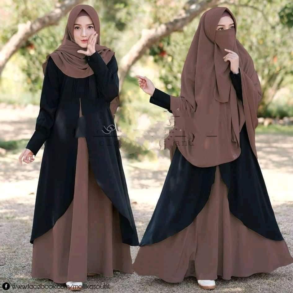 Dubai Cherry Borka with Hijab Nikab Set