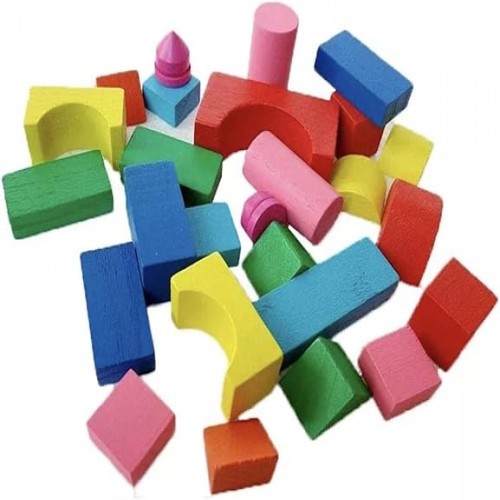 Colorful Wooden Block Castle Building Cubes Puzzle Box
