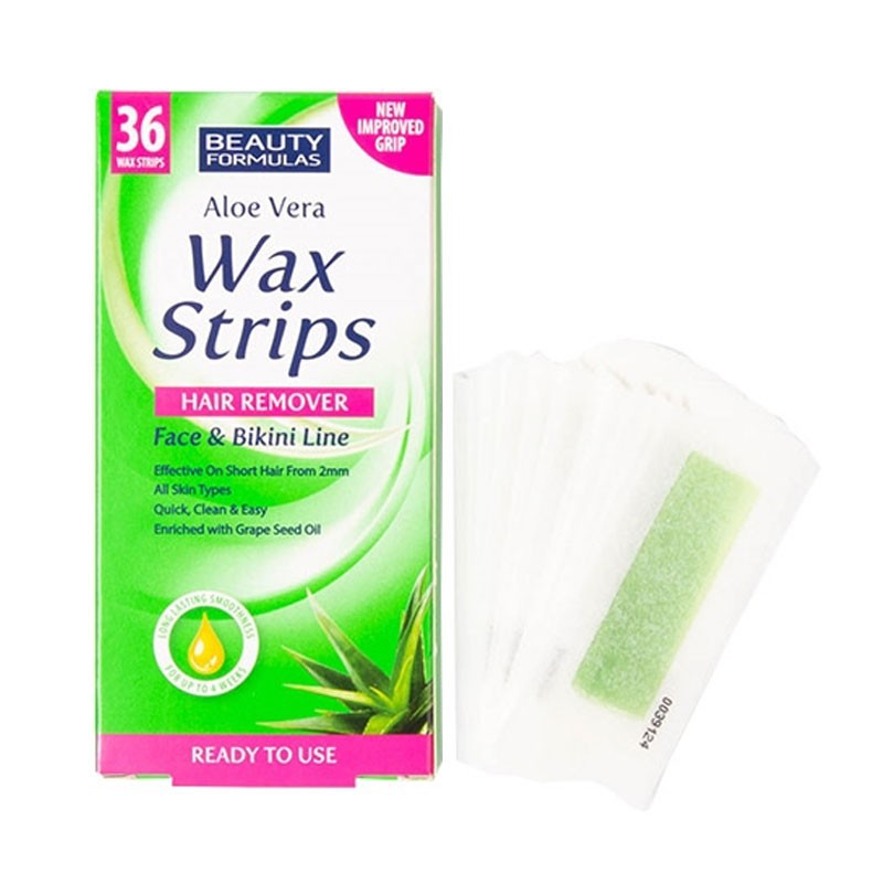 Beauty Formulas Hair Removal Wax Strips | Face & Bikini Line | Aloe Vera