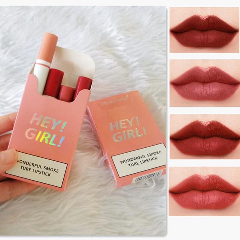 Hey Girl Wonderful Smoke Tube Liquid Lipstick 4pcs Box