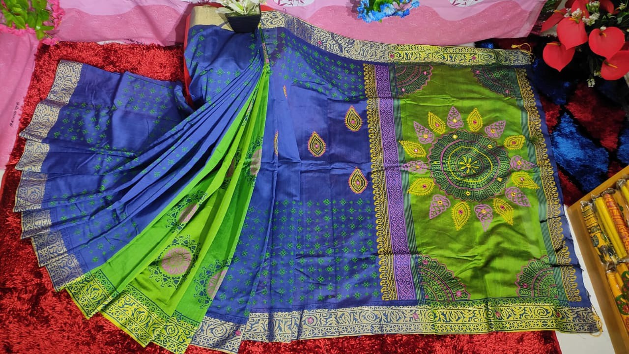 Embroidered Dupion Silk Saree