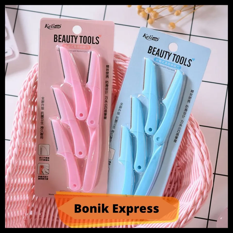 Keli Beauty Tools Eyebrow Razor 4pcs - Blue / Pink
