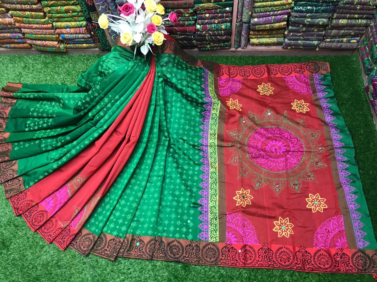 Embroidered Dupion Silk Saree