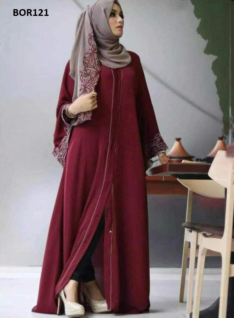 Stylish Embroidery Alia burkha with Embroidery Hijab For Women