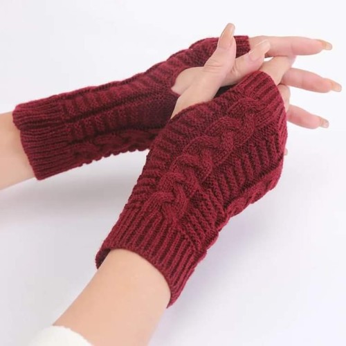 Women's Knitted Long Hand Gloves Warm Embroidered Mittens Winter Fingerless Glove for Women Girl Guantes Invierno Mujer Luvas