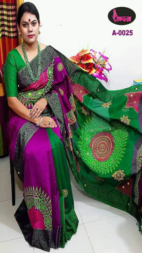 Handprint half silk saree