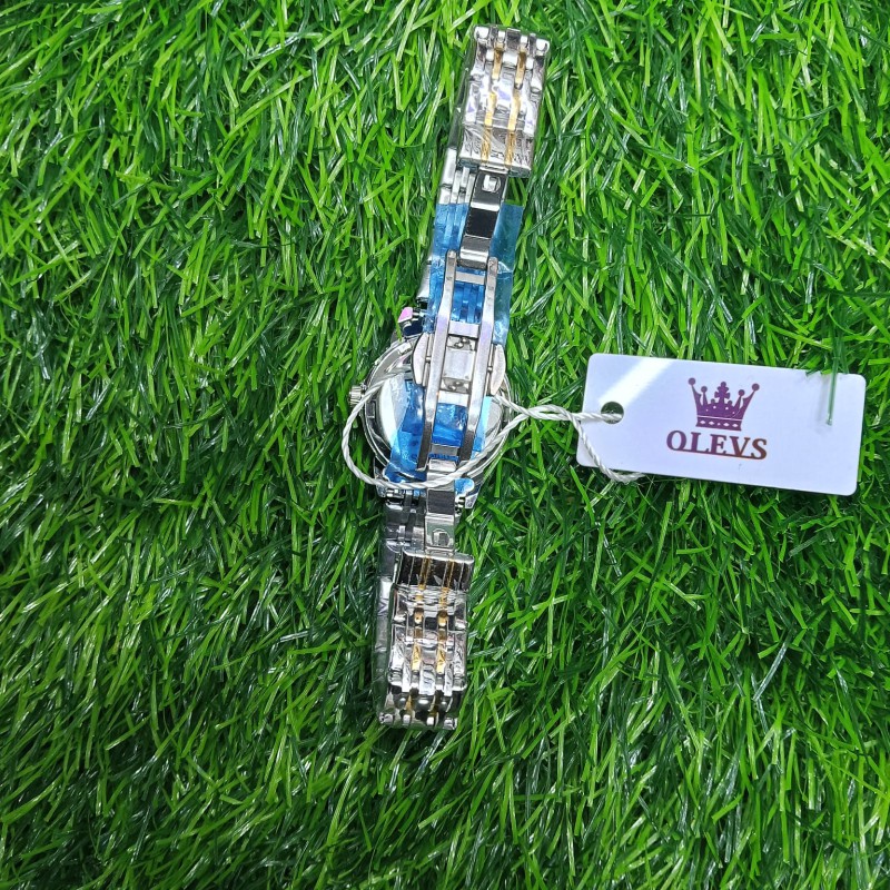 Butter Fly Lock OLEVS Watch for Women Silver Blue