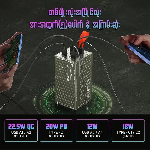 REMAX RPP-609 Container Series 60000mAh PD+QC Fast Charging Power Bank(PD 20W+QC 22.5W) - Grey