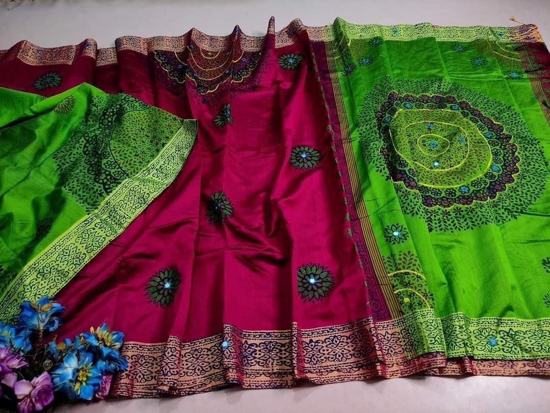 Embroidered Dupion Silk Saree