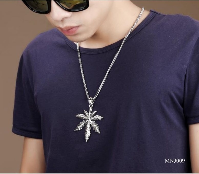 Vintage Stainless Steel Maple Leaf Pendant Necklace for Men