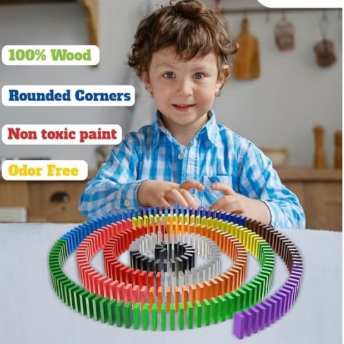 Domino Set for Kids Building Wooden Blocks 100 Pcs