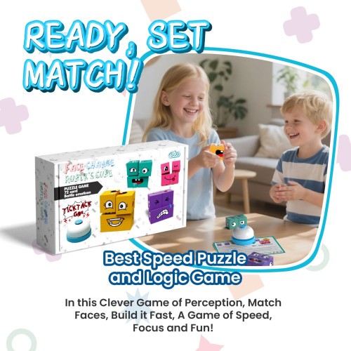 Wooden Face Changing Building Block Puzzle Game for Kids