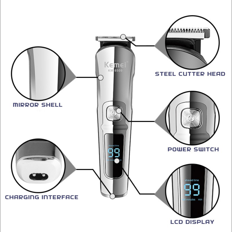 Kemei KM-8509 Waterproof Hair Clipper and Beard Trimmer for Men