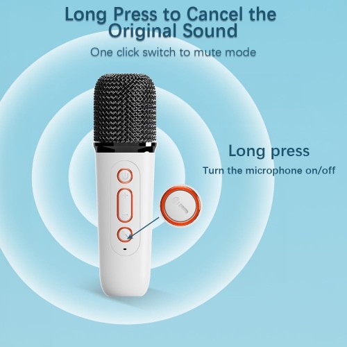 Mini Karaoke Machine, Portable Bluetooth Speaker with Wireless Microphones