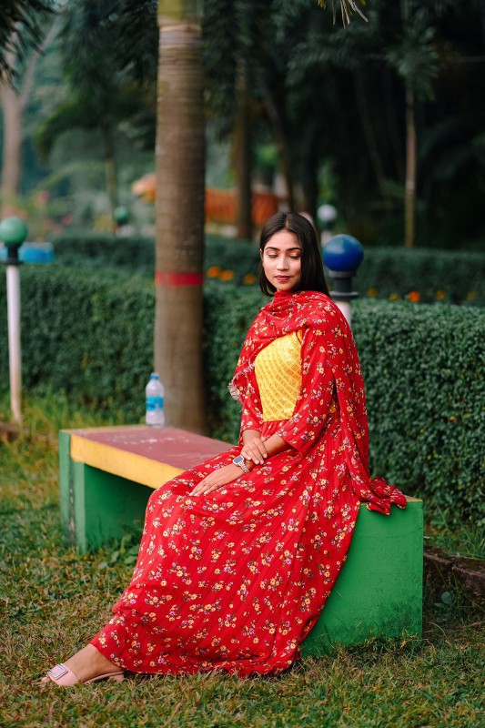 China Georgette Gown Three Piece