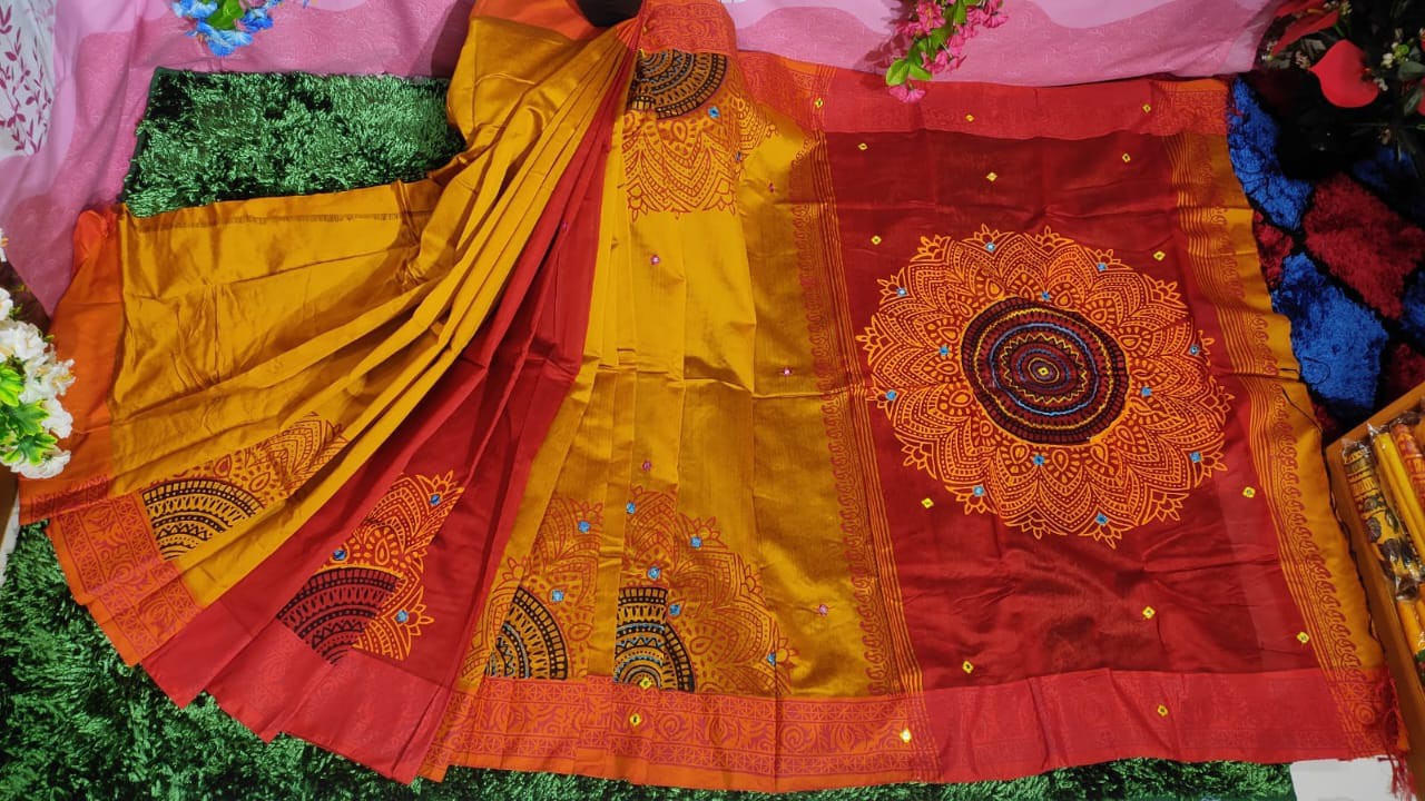 Embroidered Dupion Silk Saree