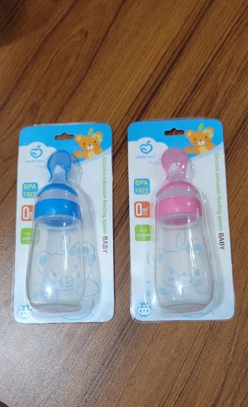 Baby Feeder Bottle Applebear Soft Silicone Extrusion Feeding Spoon Feeder Bottle 0m+ 120ml (Multicolor available)