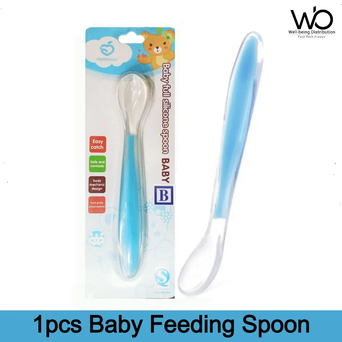 Applebear 1pcs Baby Feeding Spoon – Soft Silicone Spoon 1pcs – Multicolor Available