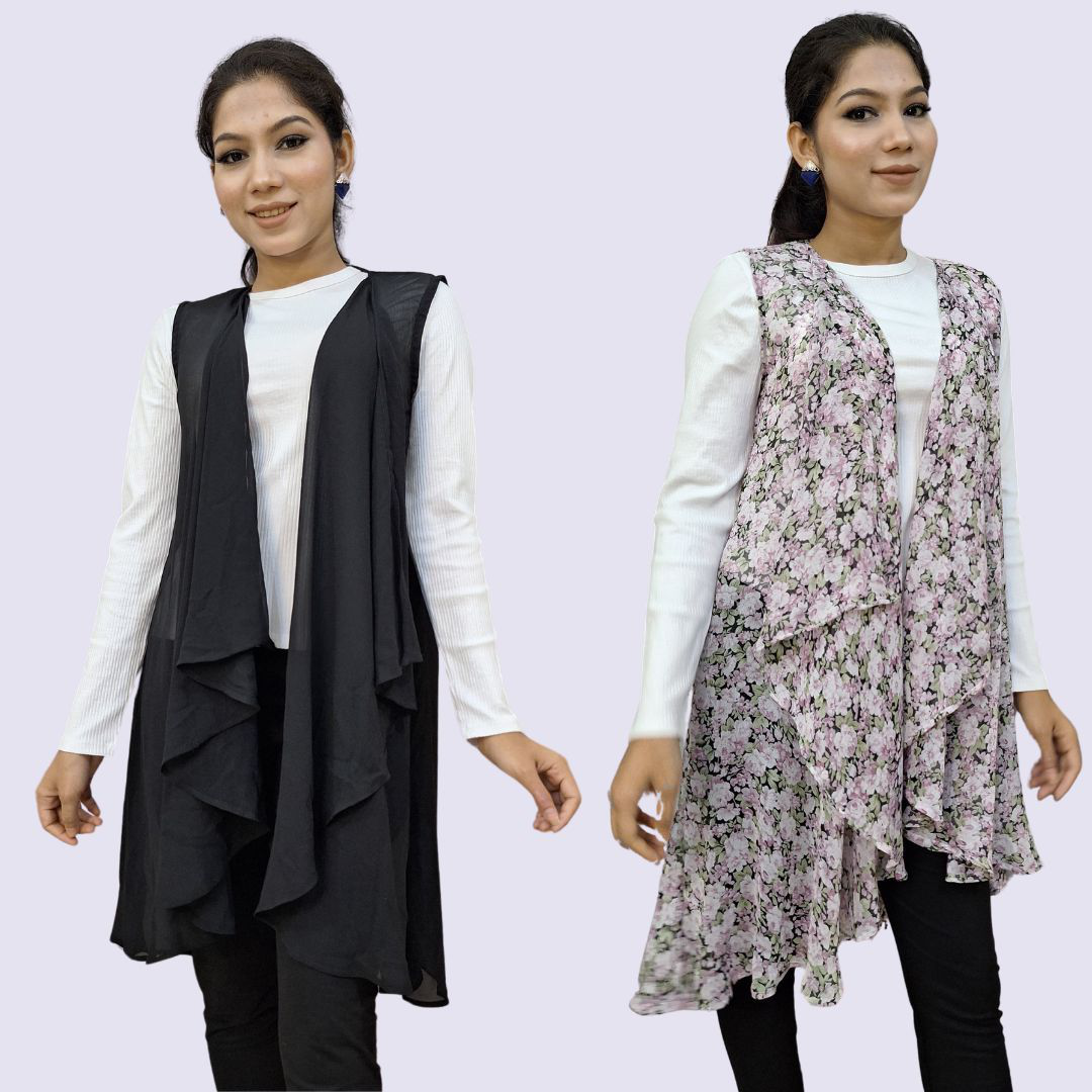 Semi Long Shrug for Women Set of Two For Ladies