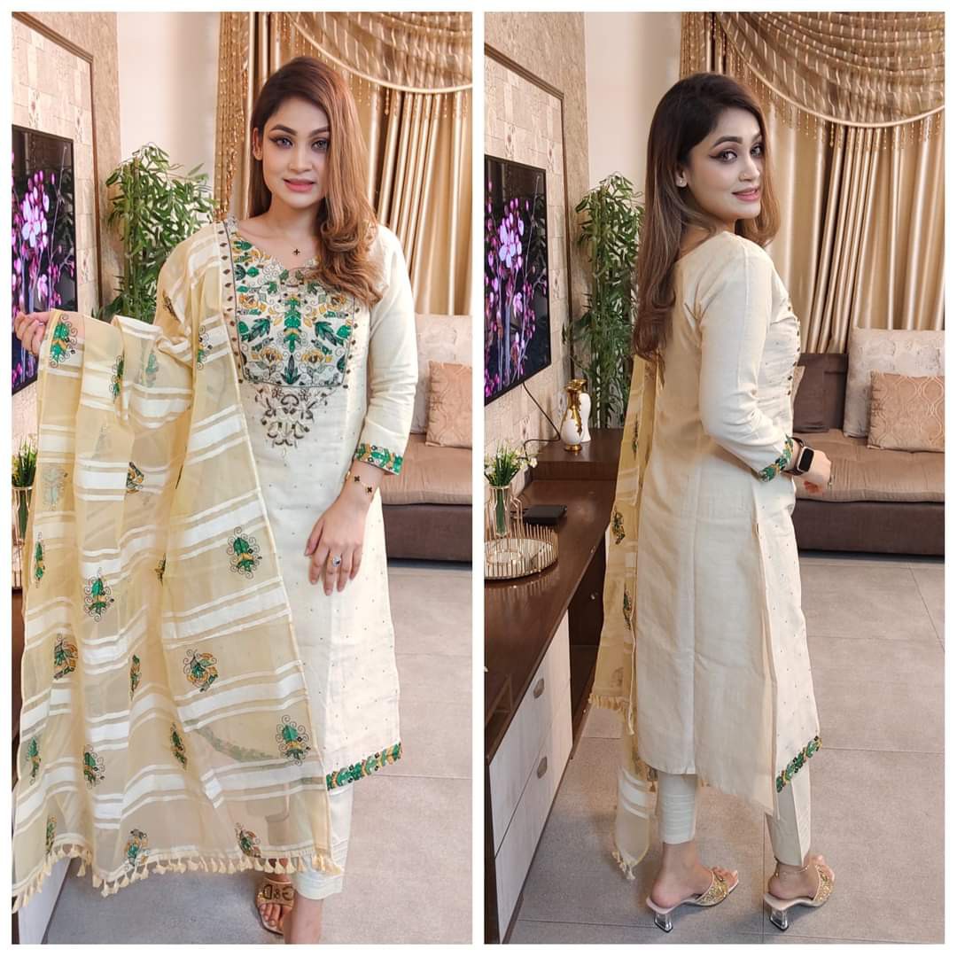 Cotton Screen Print Three Piece