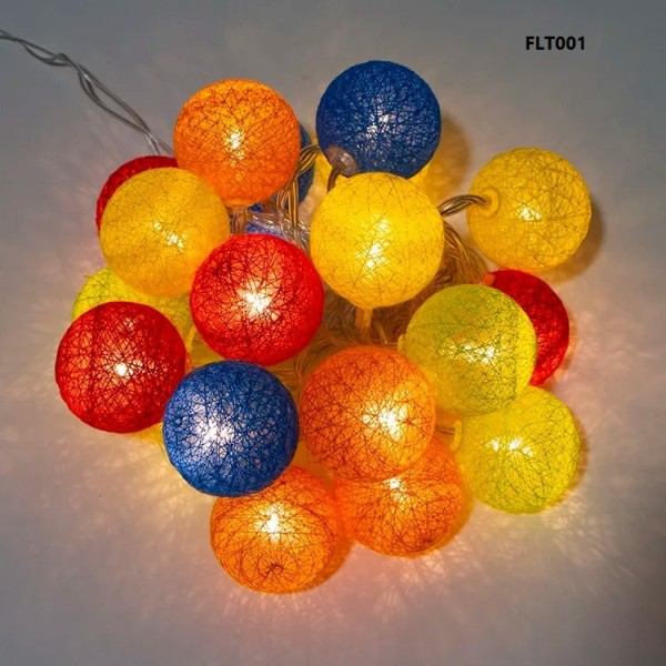 Multicolor Cotton Ball Fairy Lights