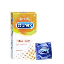 Durex Extra Dots Condom for Men for Extra Stimulation for Her | Single 10pcs Pack | Made In India