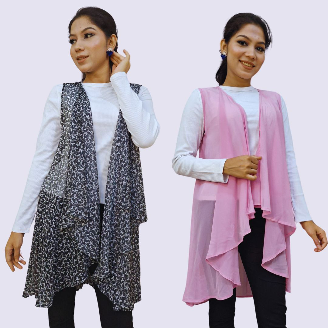 Semi Long Shrug for Women Set of Two For Women