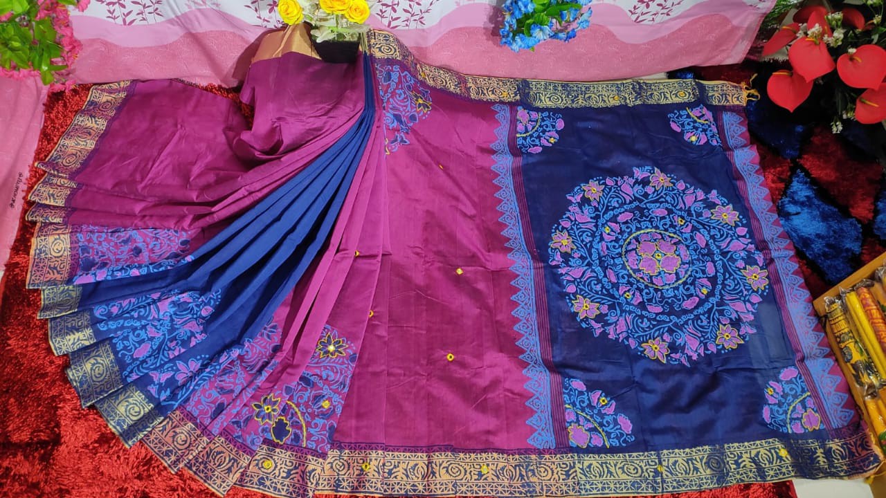 Embroidered Dupion Silk Saree