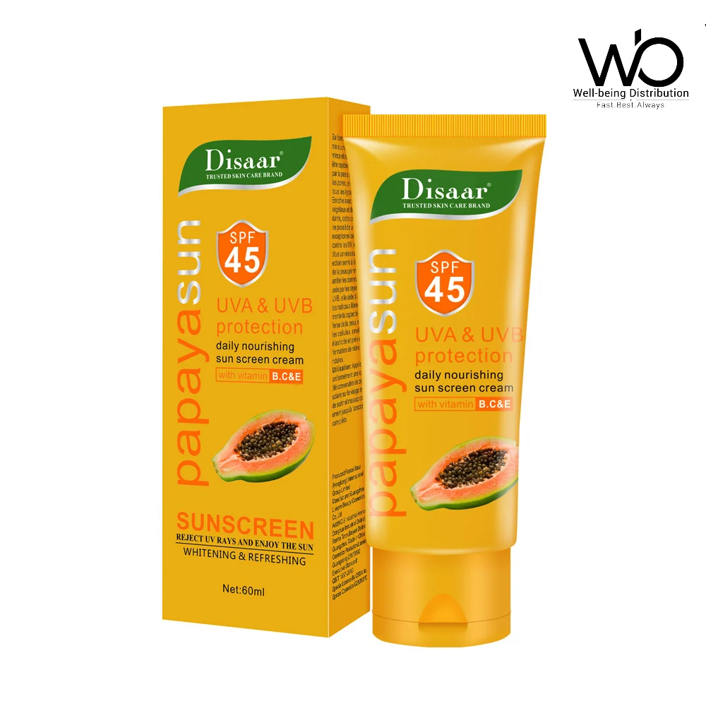 Disaar Papaya Waterproof Sunscreen SPF 45 60ml (Made in China)