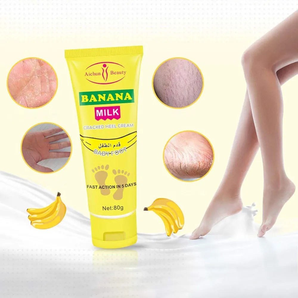 AICHUN BEAUTY 80gm Cracked Heel Cream Foot Care Banana Milk Cream Rough Dry Skin Baby Foot