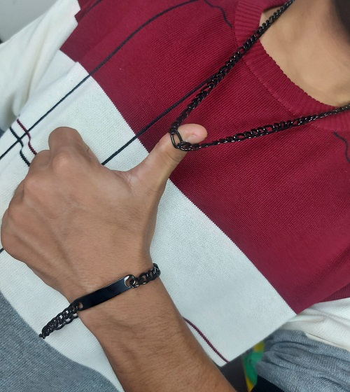 Black Chain and Bracelet set for Men