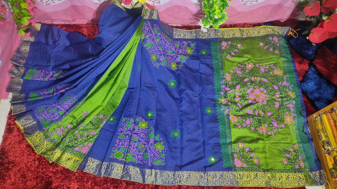 Embroidered Dupion Silk Saree