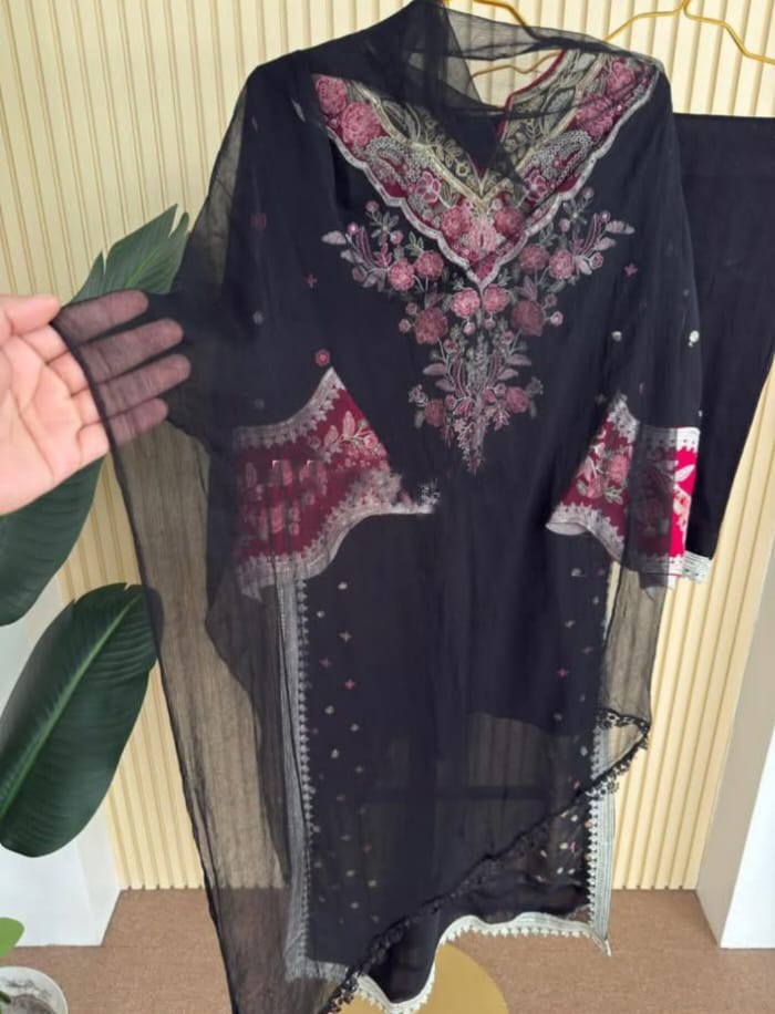 Georgette Embroidery Three Piece For Women