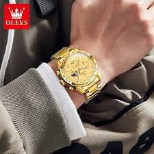 Butter Fly Lock OLEVS Watch for mens (Golden)