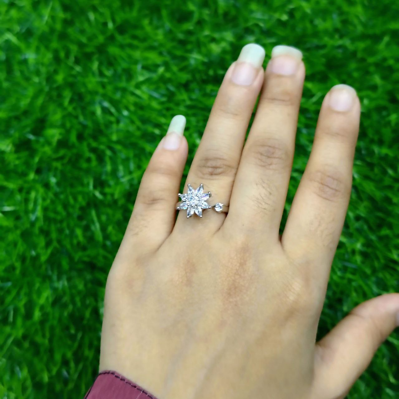 Crystal Bloom Adjustable Ring