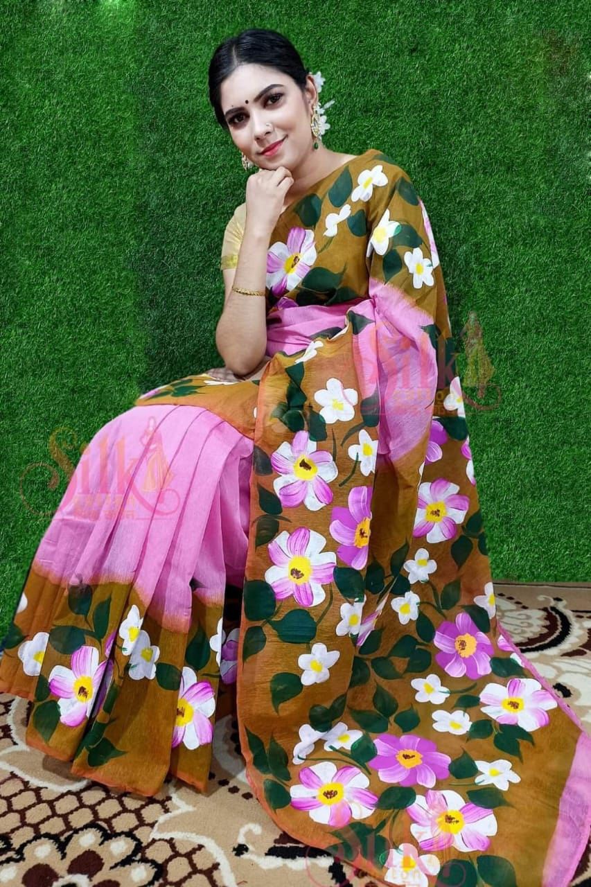 Half Silk Screen Print Saree