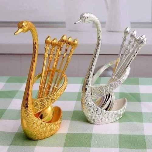 Swan spoon stand holder set