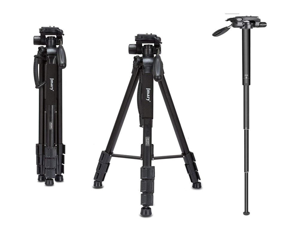 Jmary KP 2599 Professional Camera Tripod and Monopod – Black Color