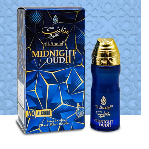 Al Nuaim Midnight Oudh Attar Perfume Alcohol Free Long Lasting Fragrance 20ml