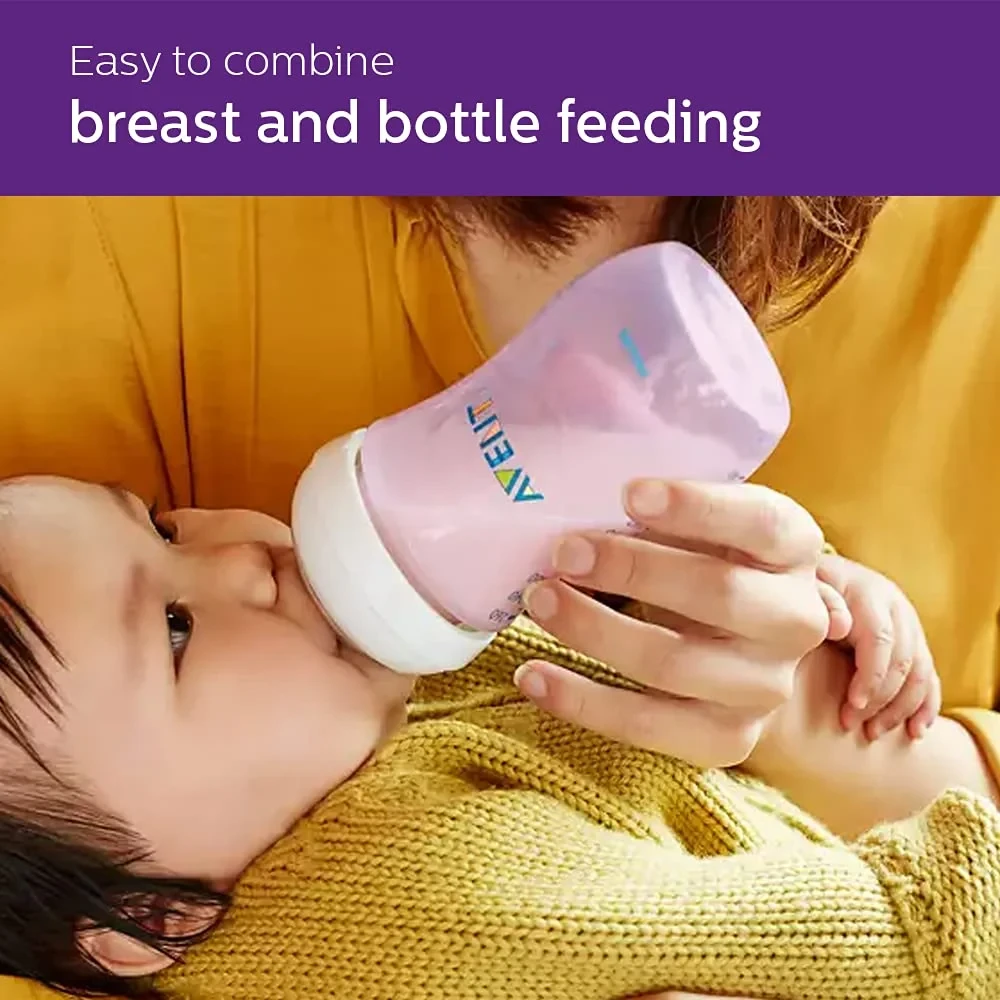 Baby Feeder | Philips Avent Natural Ultra Soft & Flexible Pink Feeding Bottle for 1 month+ 1 Bottle | 260ml