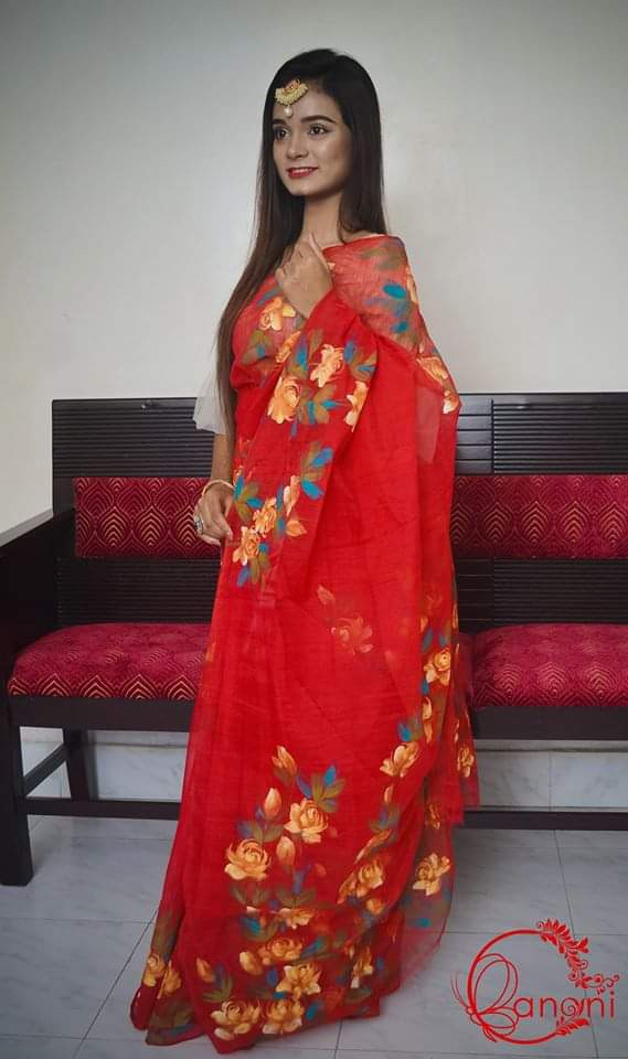 Handprint embroidery work on half-silk sarees (3)