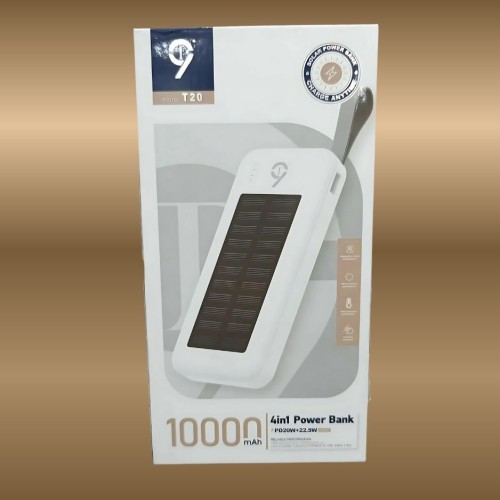Solar Power Bank Portable Fast Charging With LED Light 4 Built-in cables best price in bd